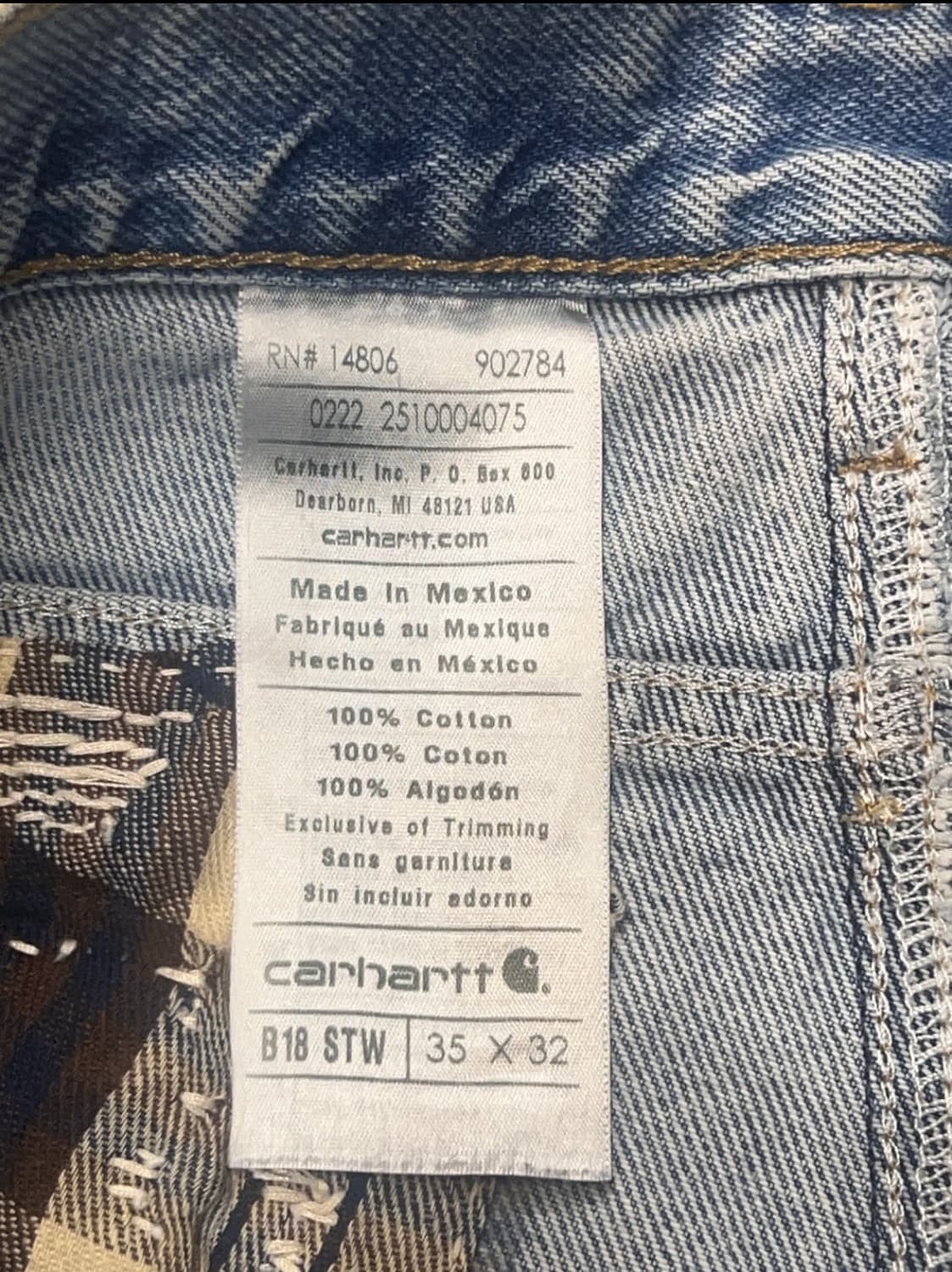 칼하트 데님팬츠 워크팬츠 더블니 b73 b17 b18 상품이미지6
