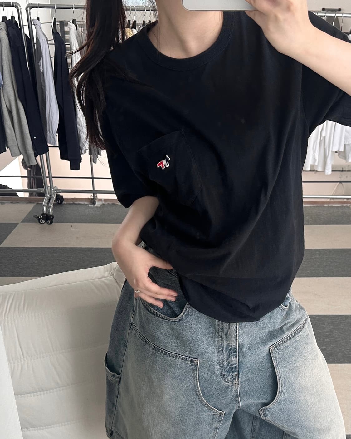 메종키츠네 트리컬러 폭스 포켓 반팔 티셔츠 상품이미지9
