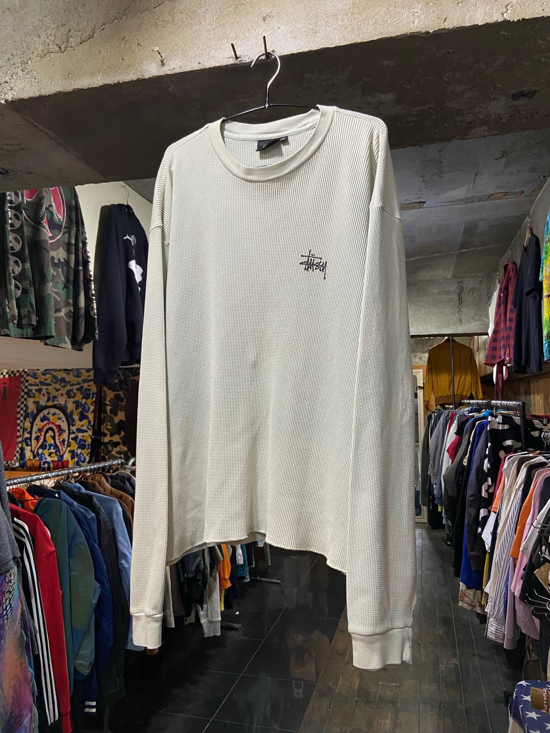 stussy 스투시 래글런 써멀 롱슬리브 크루 본 (와플 니트) 상품이미지3