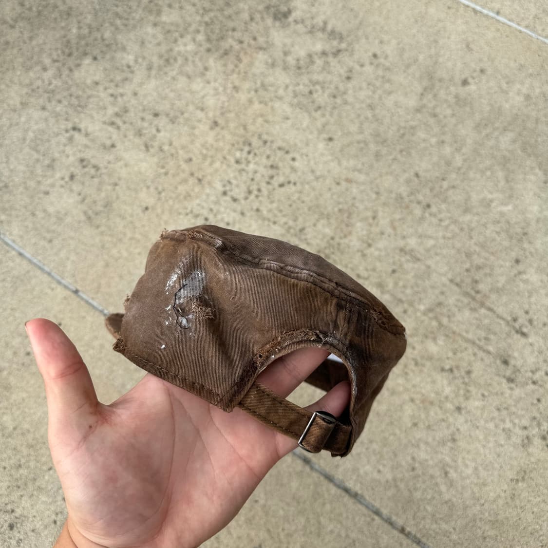 Custom brown Distressed pillbox cap  상품이미지5