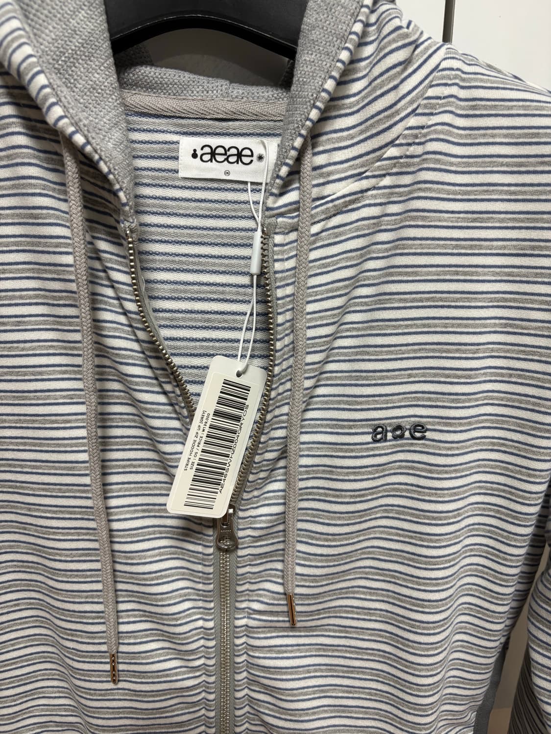 aeae 스트라이프 후드집업 그레이 새상품 상품이미지3