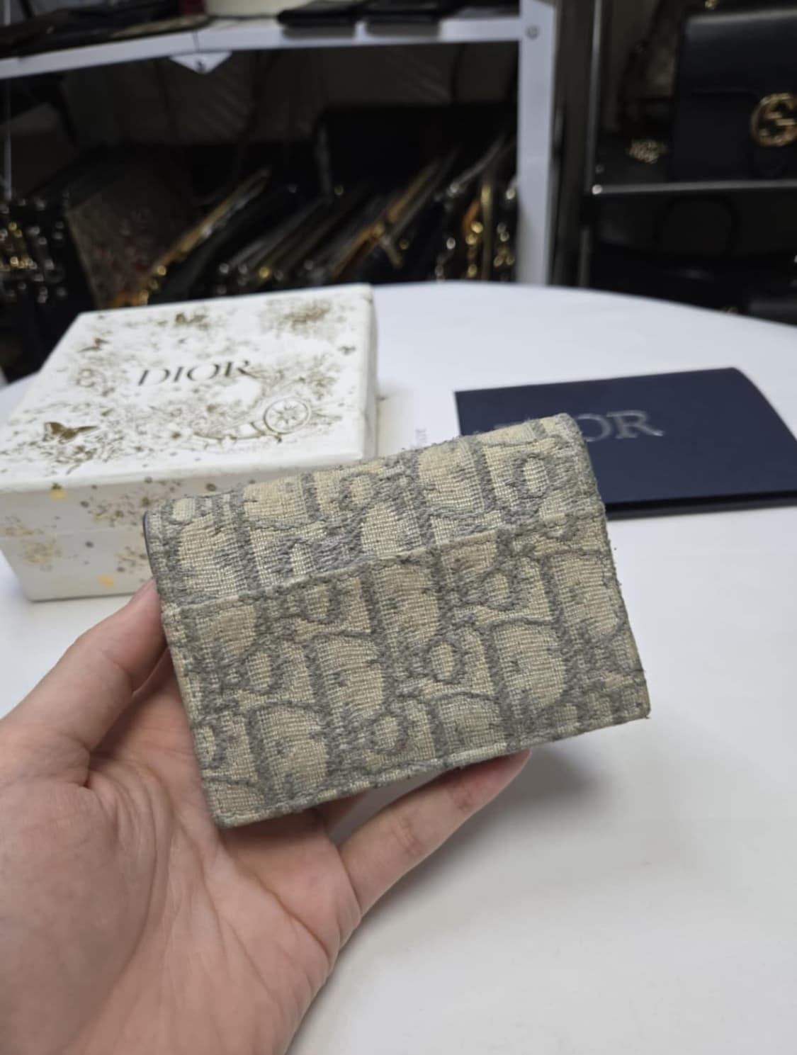 디올 오블리크 새들 지갑 (그레이) (풀박 구성) (감정 ⭕️) 상품이미지3