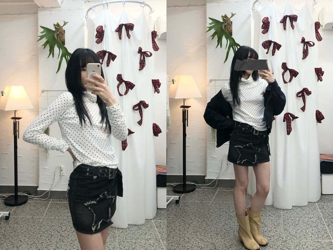 Black star dot polo top 상품이미지1