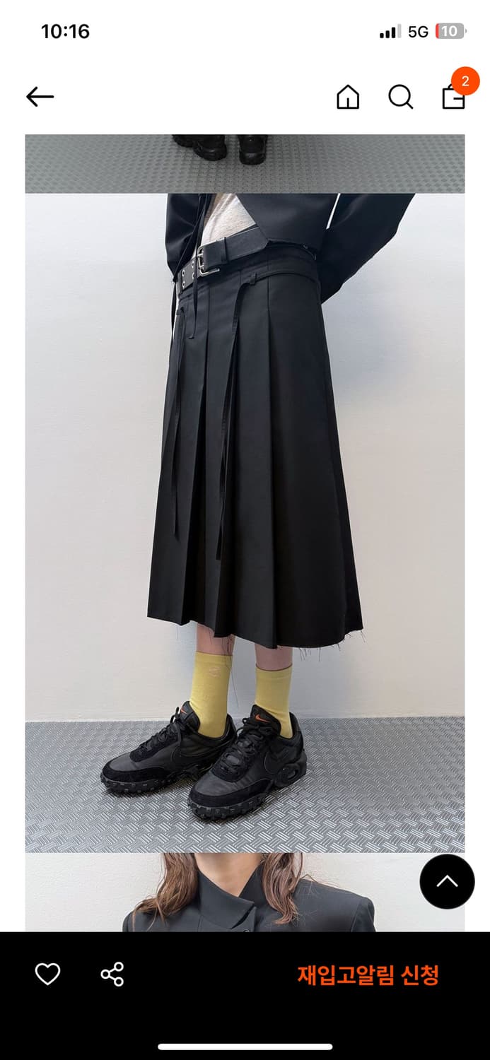 (새상품) 다이애그널 커팅 플리츠 벨트 스커트 m 상품이미지2