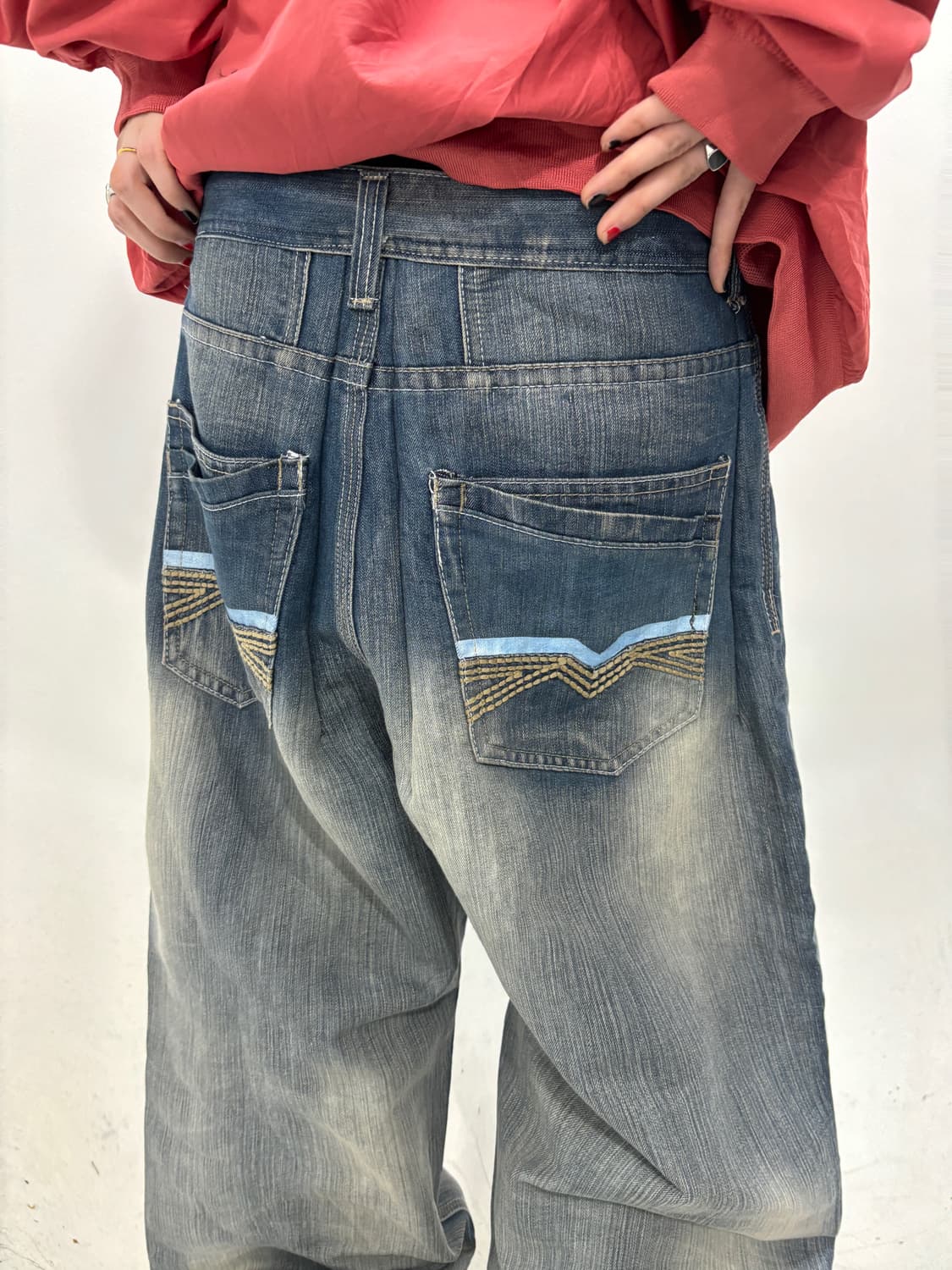 90s 울트스쿨 빈티지 블루워싱자수 상품이미지1