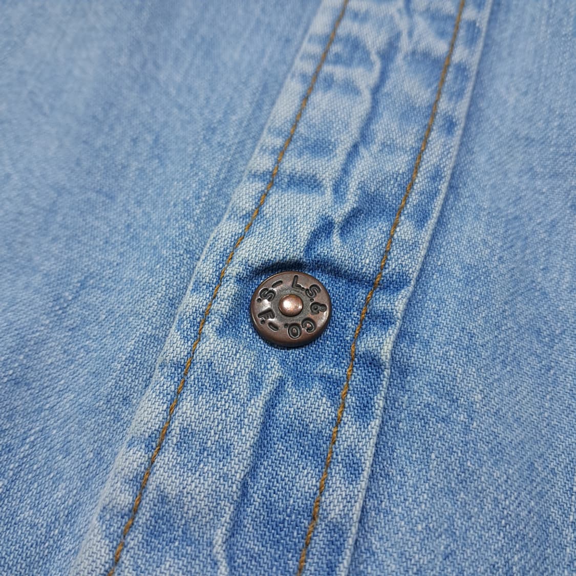 CL700 2XL 리바이스 90s 오렌지탭 웨스턴 연청 데님 셔츠 상품이미지5