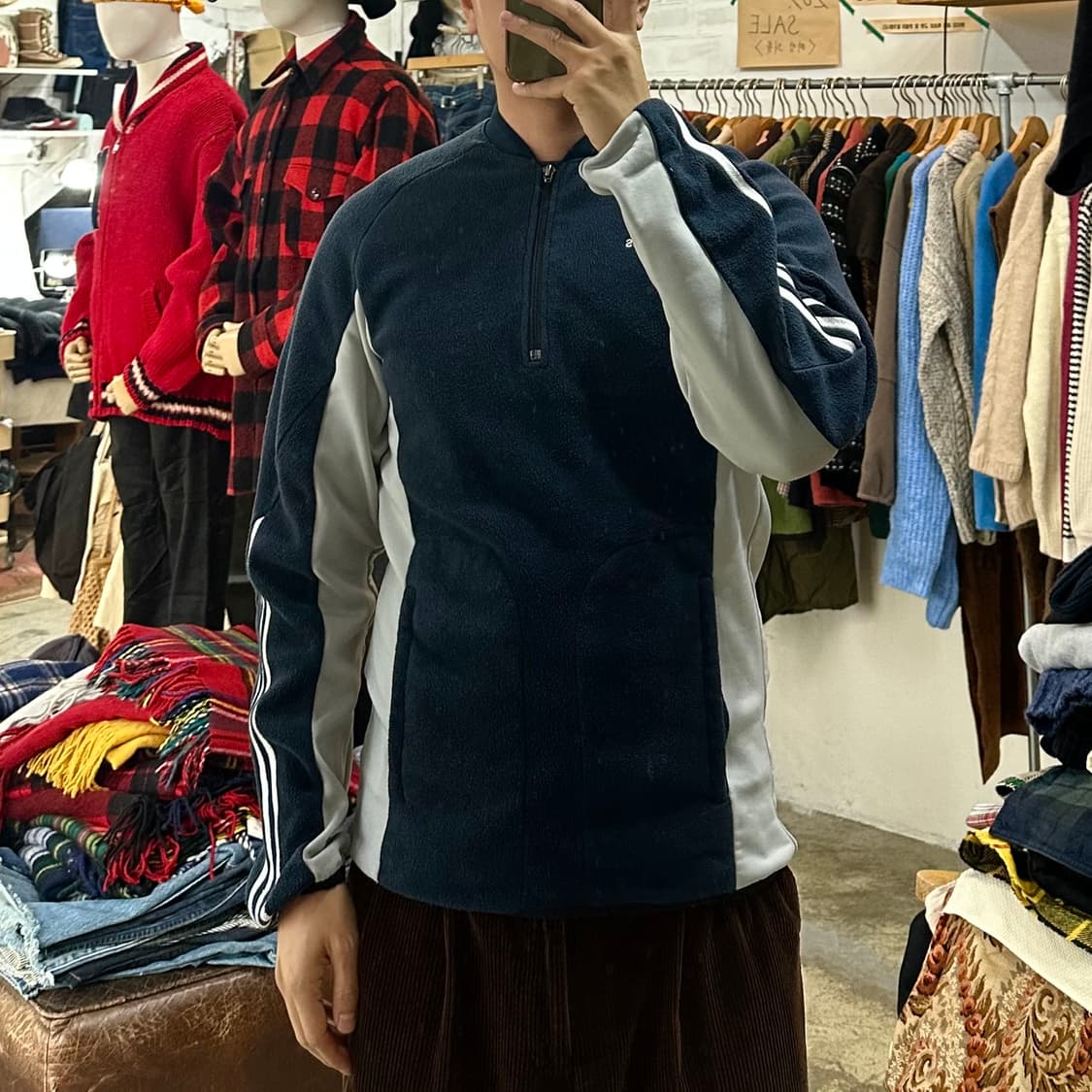 (착용컷) 아디다스 하프 집업 플리스 (남성용 95-98) 상품이미지3