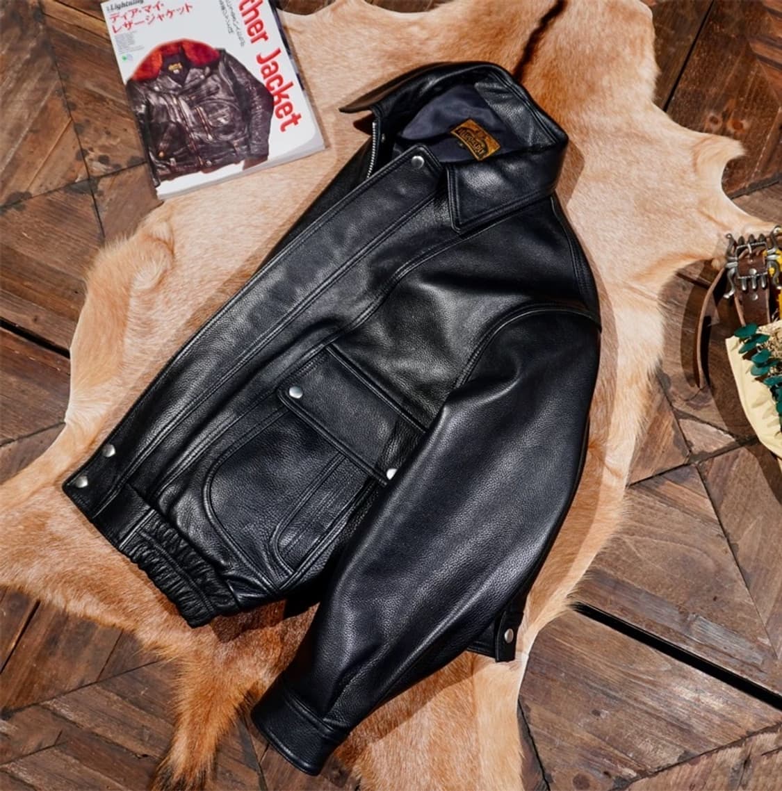 Veluokldly 90년대 홍콩 빈티지 스타일 가죽자켓 상품이미지3