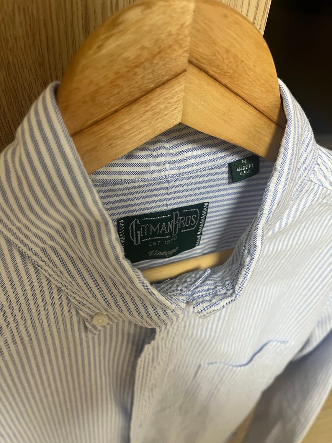 짓먼빈티지 옥스포드 셔츠 블루 스트라이프 m사이즈 상품이미지3