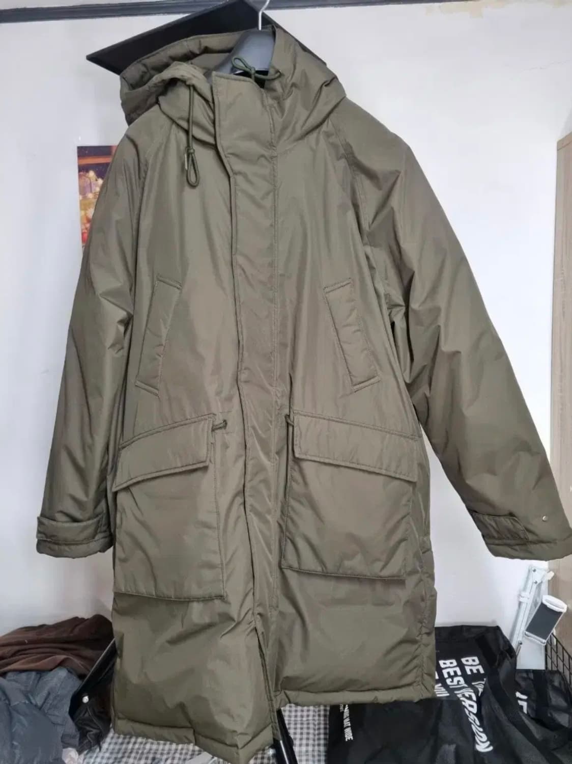 하이드아웃 후디 롱 다운 파카 카키 3 상품이미지1