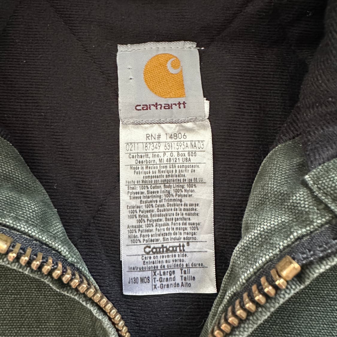 칼하트 J130 MOS 모스 그린 엑티브 자켓 XL 상품이미지5