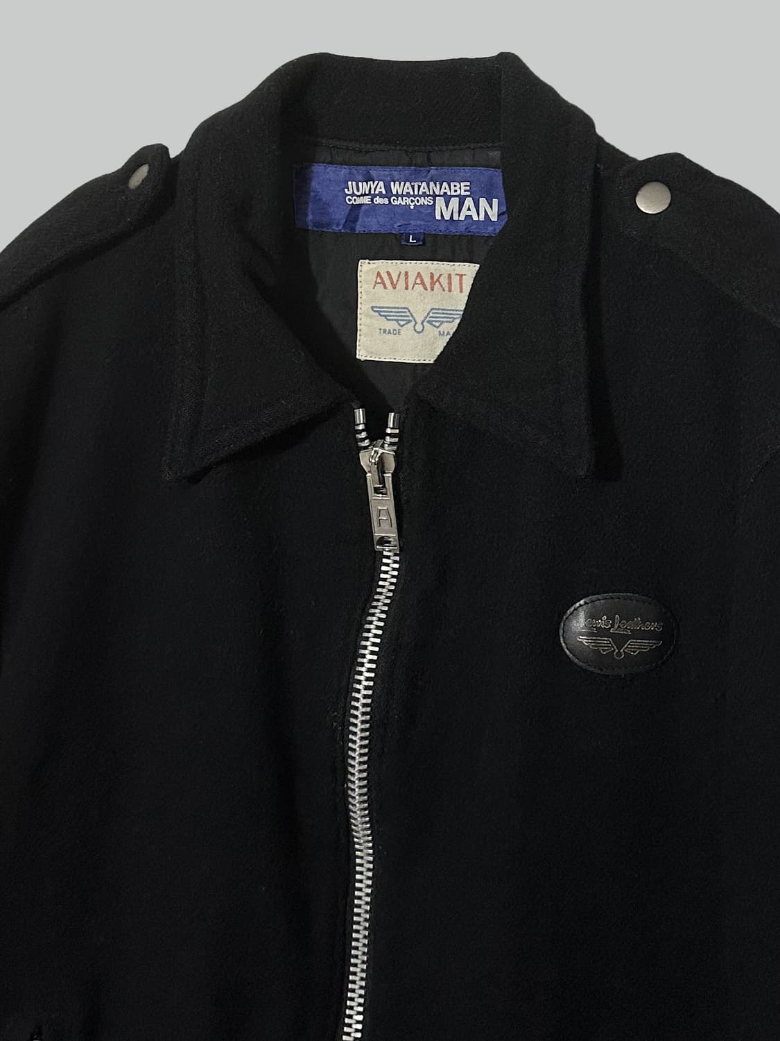 준야 와타나베 루이스 레더 축융 울 라이더 자켓 상품이미지3