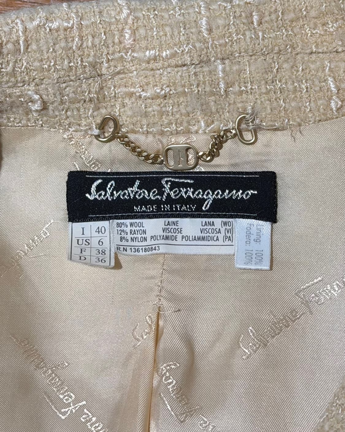 살바토레 페라가모 라이트골드 울 트위드 더블버튼 롱코트 상품이미지7