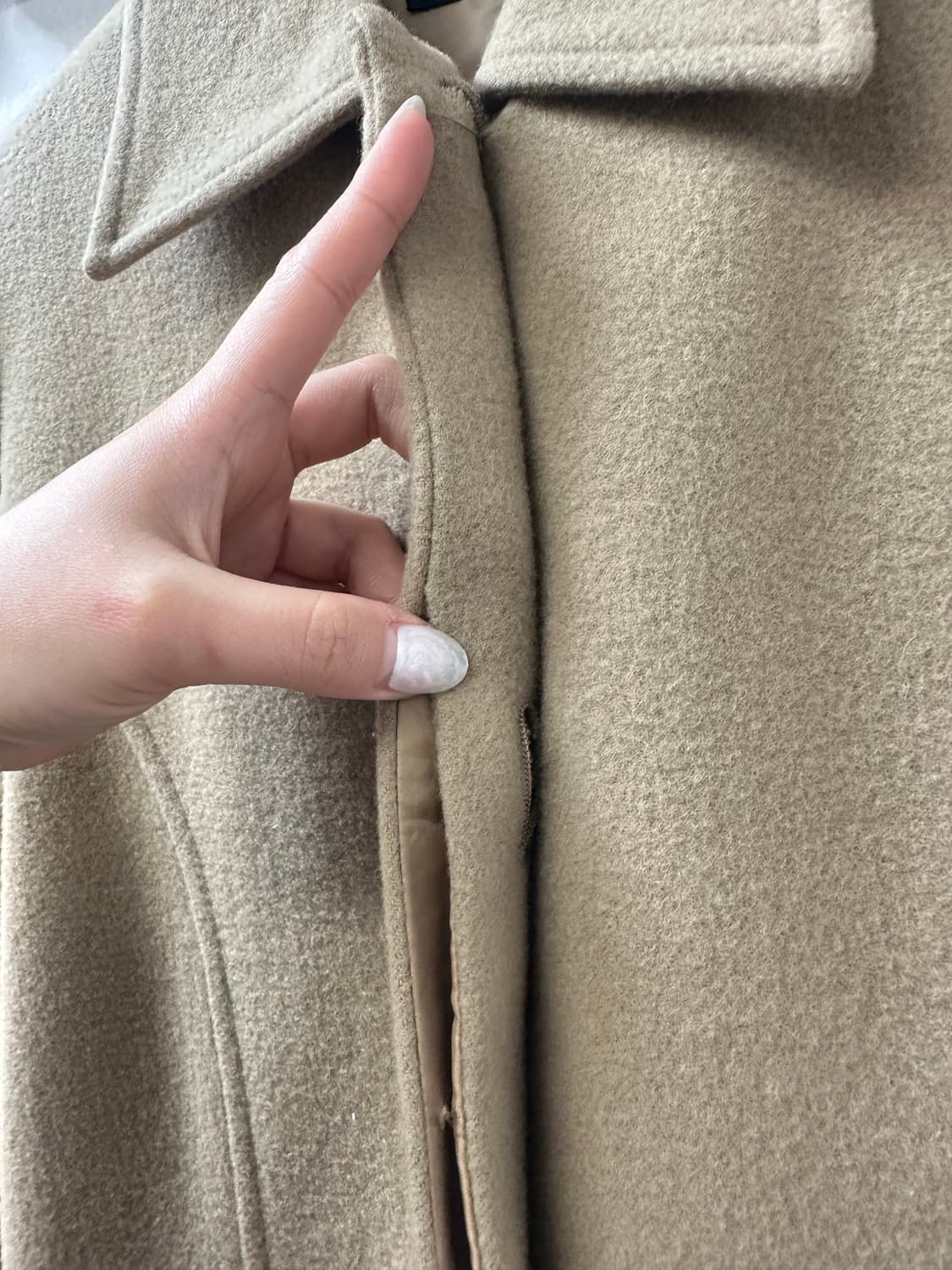 CECIL McBEE 세실맥비 울 블렌드 베이지 히든버튼 하프 코트 상품이미지3