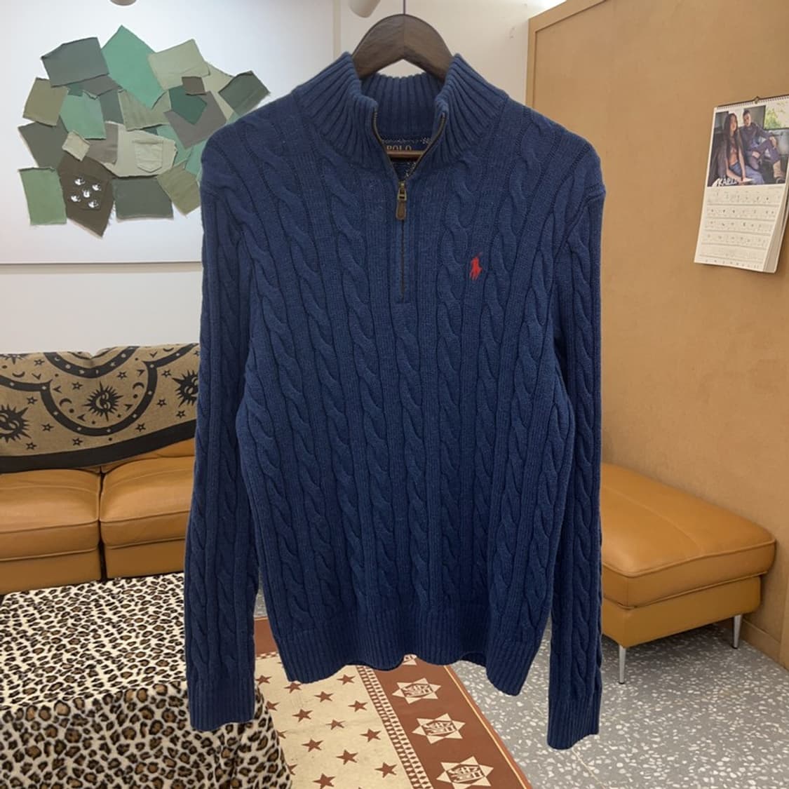 폴로 랄프로렌 폭닥 레트로 빈티지 반집업 꽈배기 니트 M C09501 상품이미지3