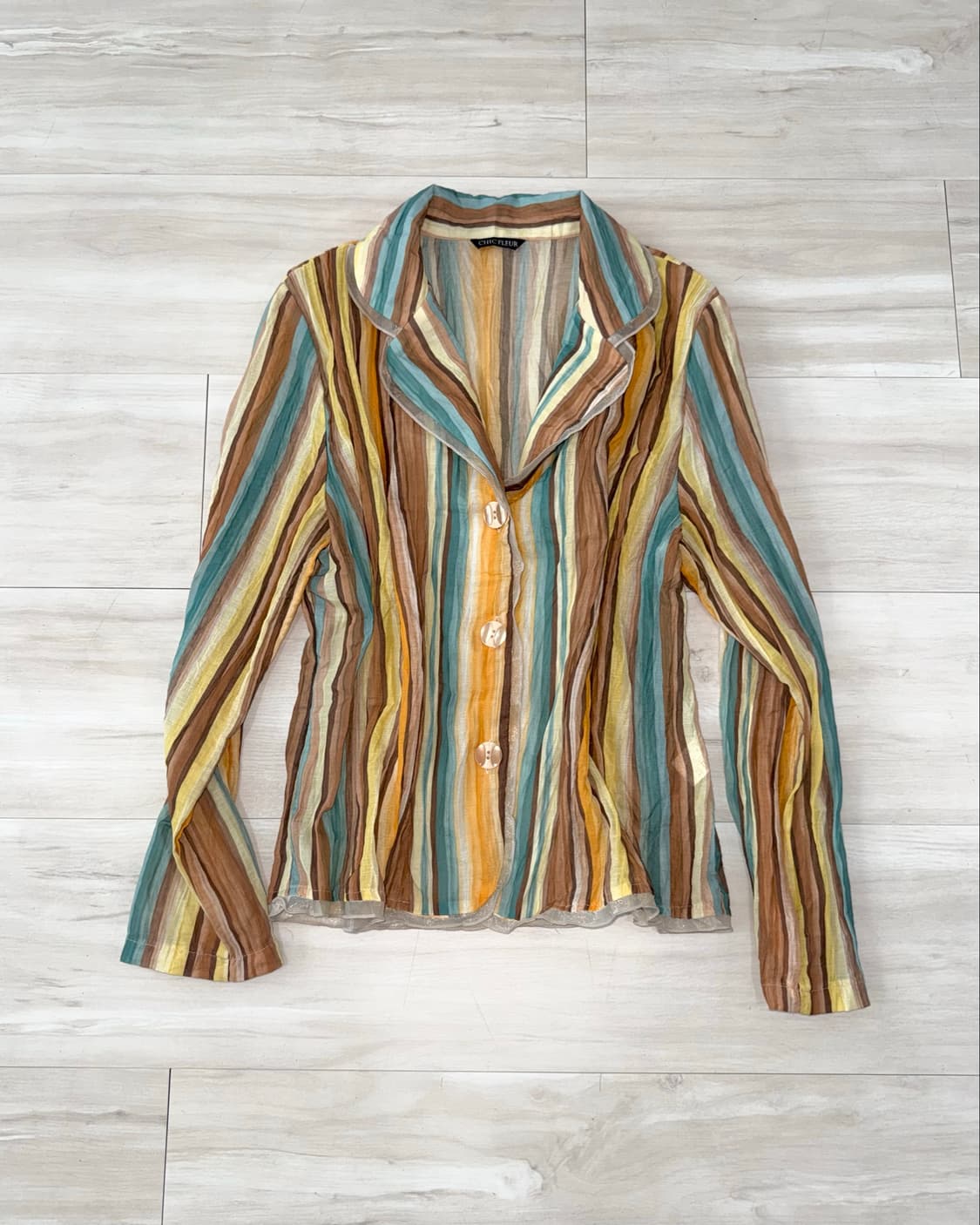 Earthy Tone Sheer Stripe Jacket 상품이미지1