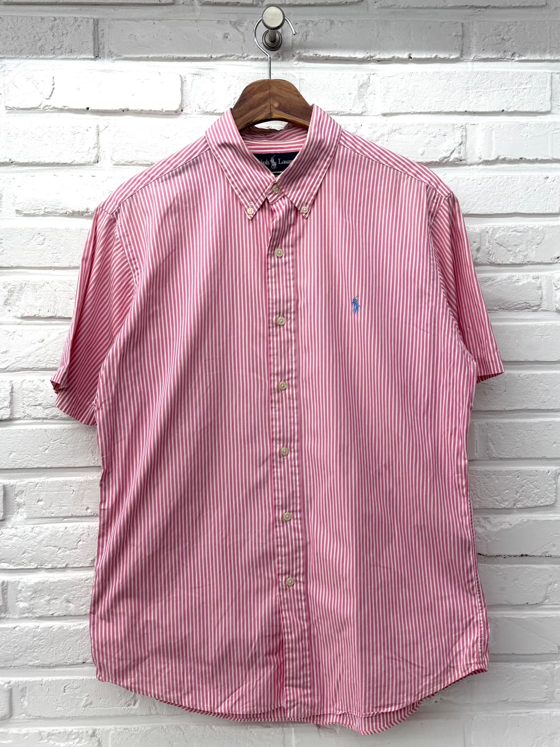 폴로 핑크 스트라이프 반팔 셔츠 상품이미지3