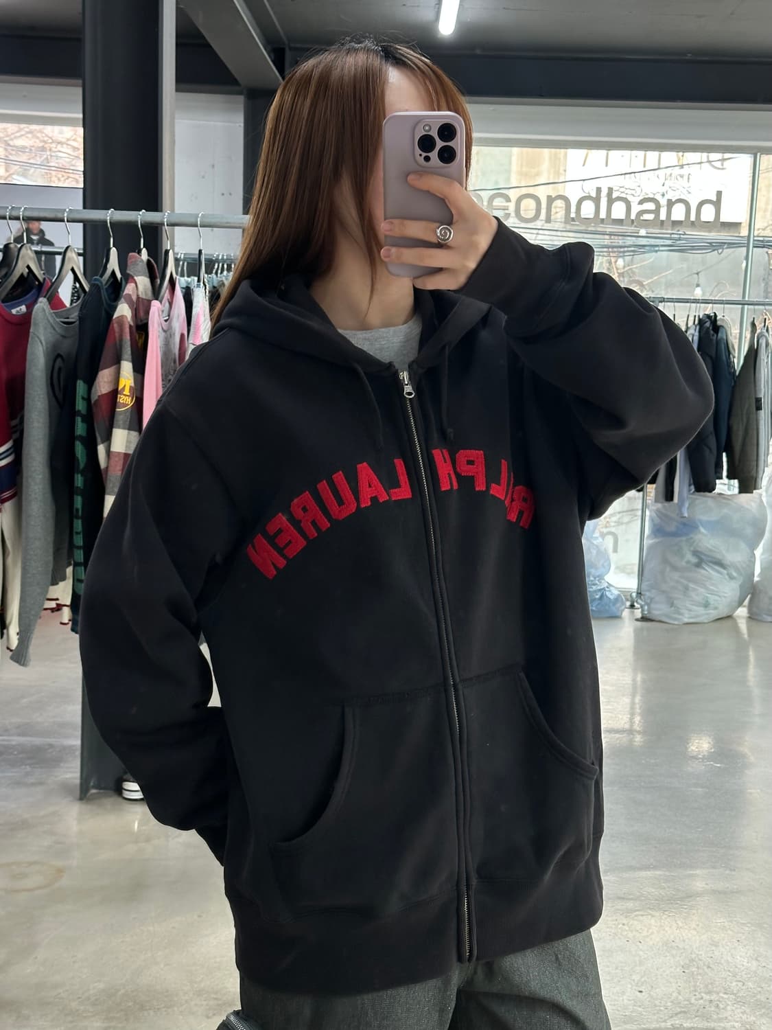 폴로랄프로렌 진스 스펠자수 코튼 후드집업 상품이미지1