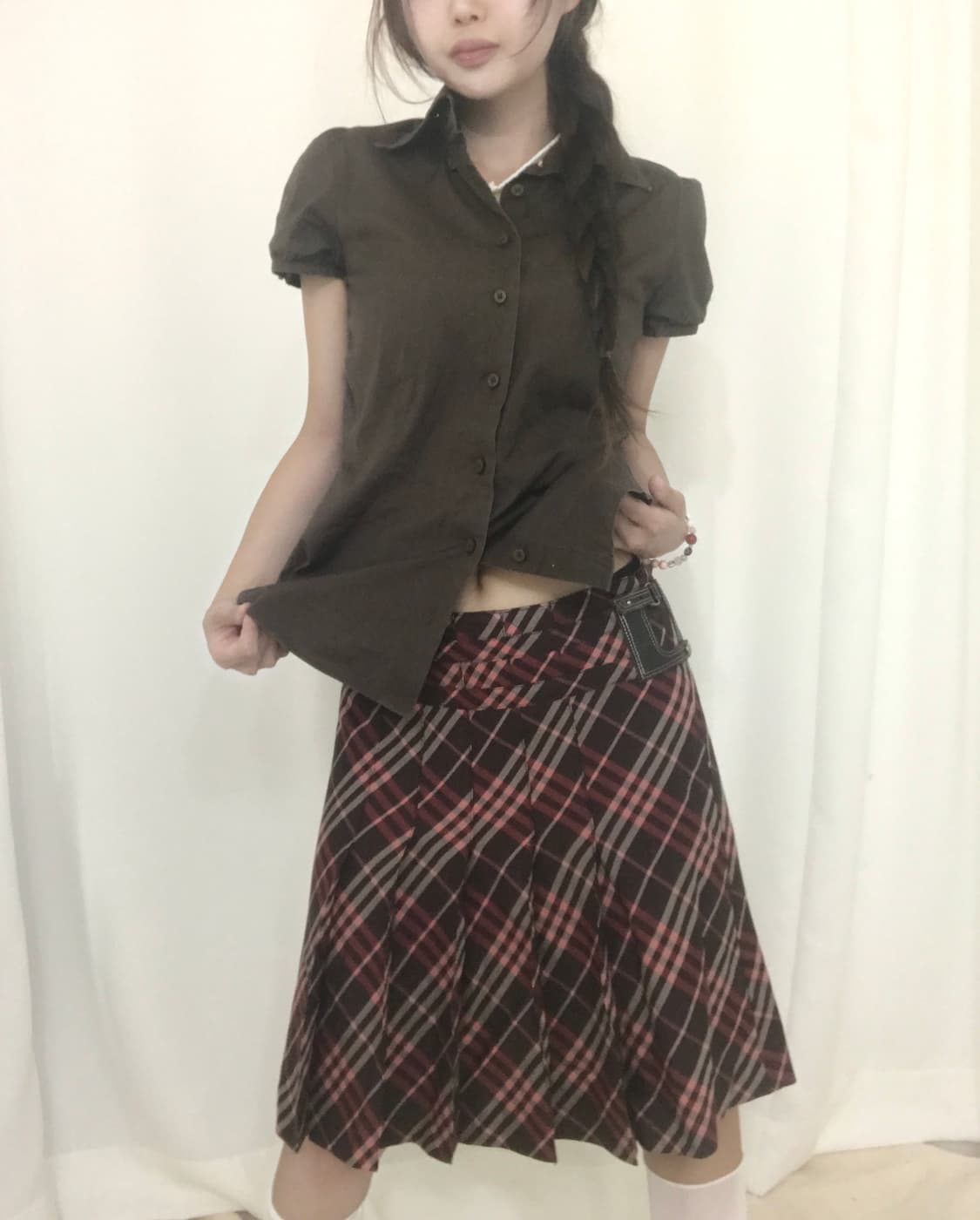 버버리 브라운 퍼프 블라우스 상품이미지1
