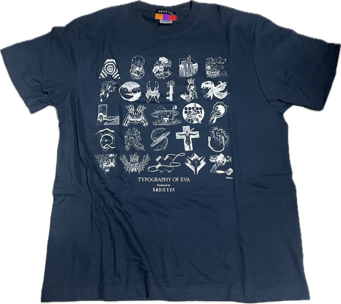 에반게리온 타이포 티셔츠 네이비 L 상품이미지1