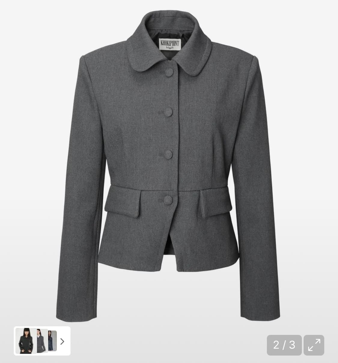 카키포인트 테일러드 자켓 + 플리츠 스커트 그레이 상품이미지3