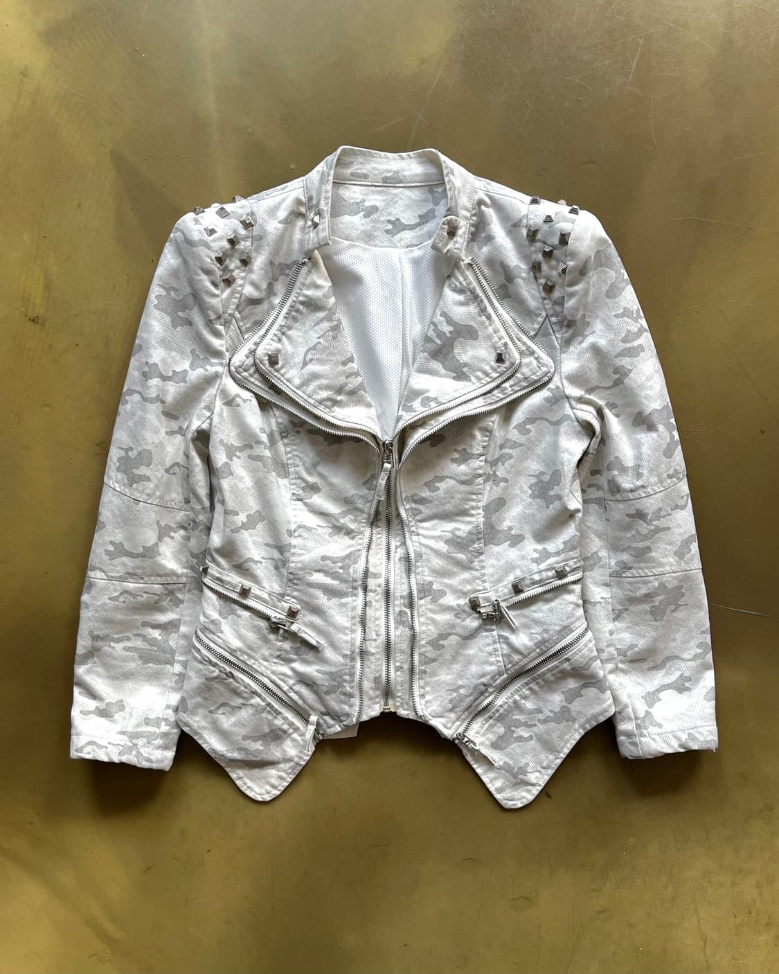 Vintage White Camo Stud Trim Jacket 상품이미지4