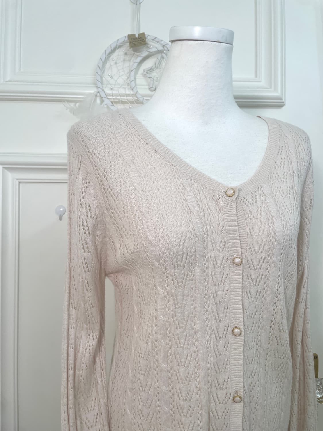 sheer pink crochet loose cardigan 상품이미지6
