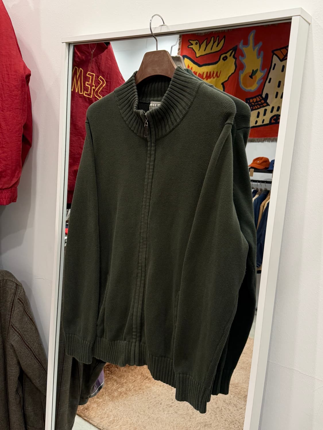 00s L.L.Bean 엘엘빈 코튼 니트 집업 (khaki) 상품이미지1