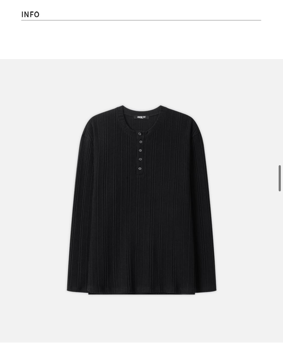 (XL) 드로우핏 리브드 헨리넥 티셔츠 [BLACK] 판매 상품이미지6