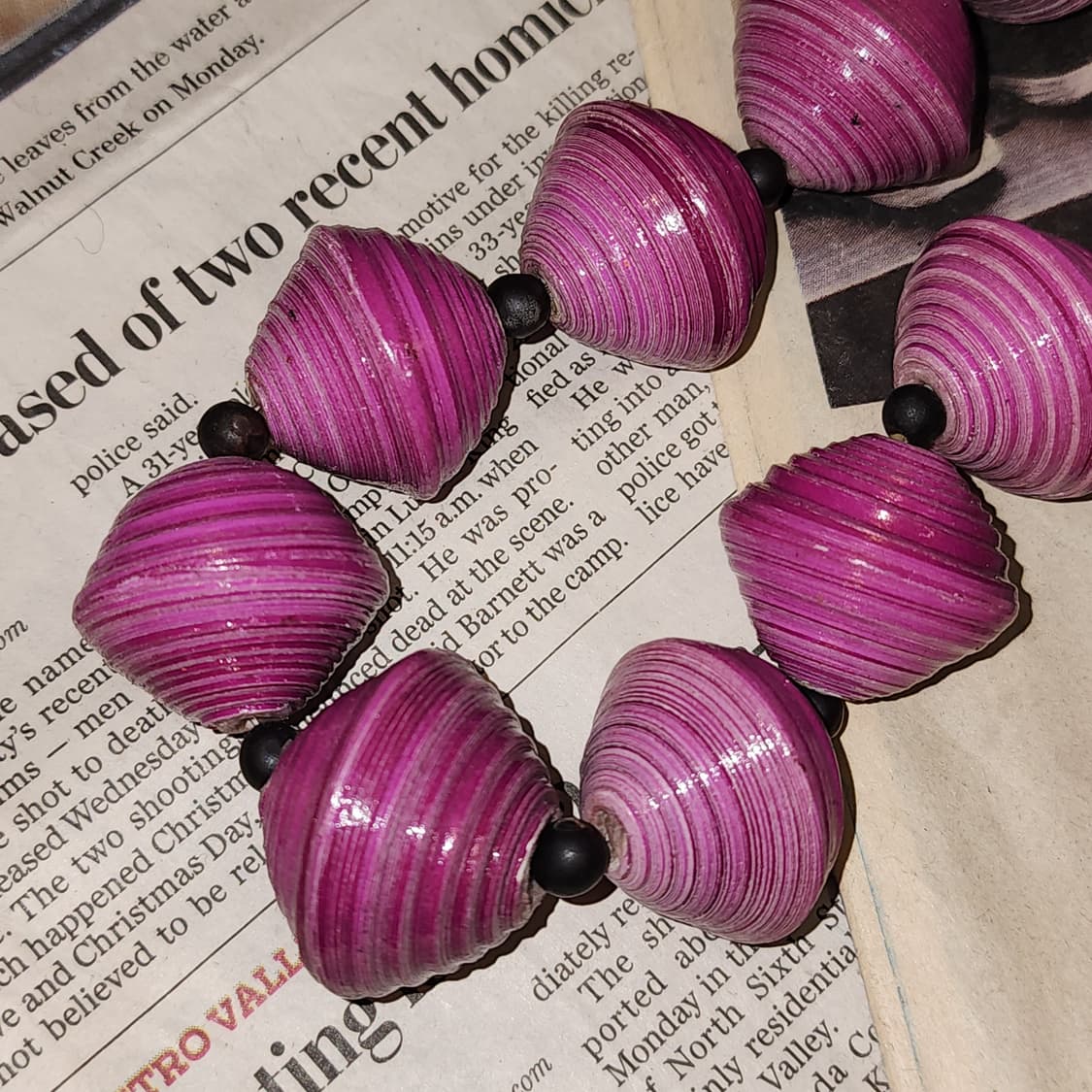 90s 프랑스 빈티지 목걸이 보헤미안 스타일 청키 쉘 비즈 목걸이 상품이미지5