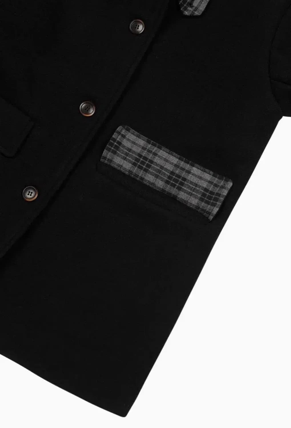 오헤시오 코트 블랙 check half wool coat 상품이미지3