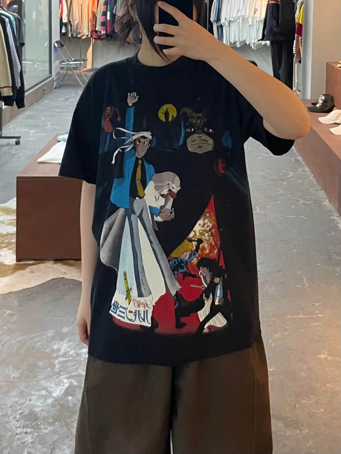 빈티지 루팡 3세 칼리오스트로의 성 애니 그래픽 블랙 반팔 H2495 상품이미지1