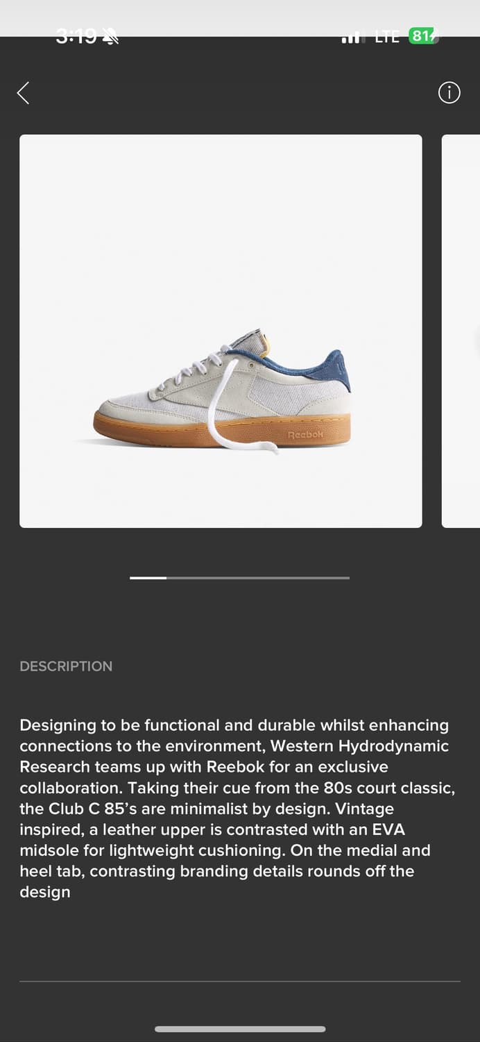 리복x웨스턴 하이드로다이나믹 클럽c85 285 클럽씨 상품이미지7