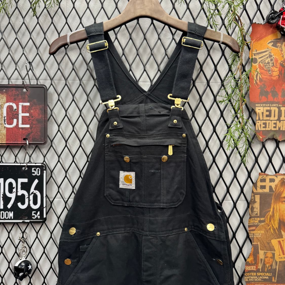 칼하트 오리지널 워크웨어 오버롤 멜빵 더블니 포인트 블랙 상품이미지4