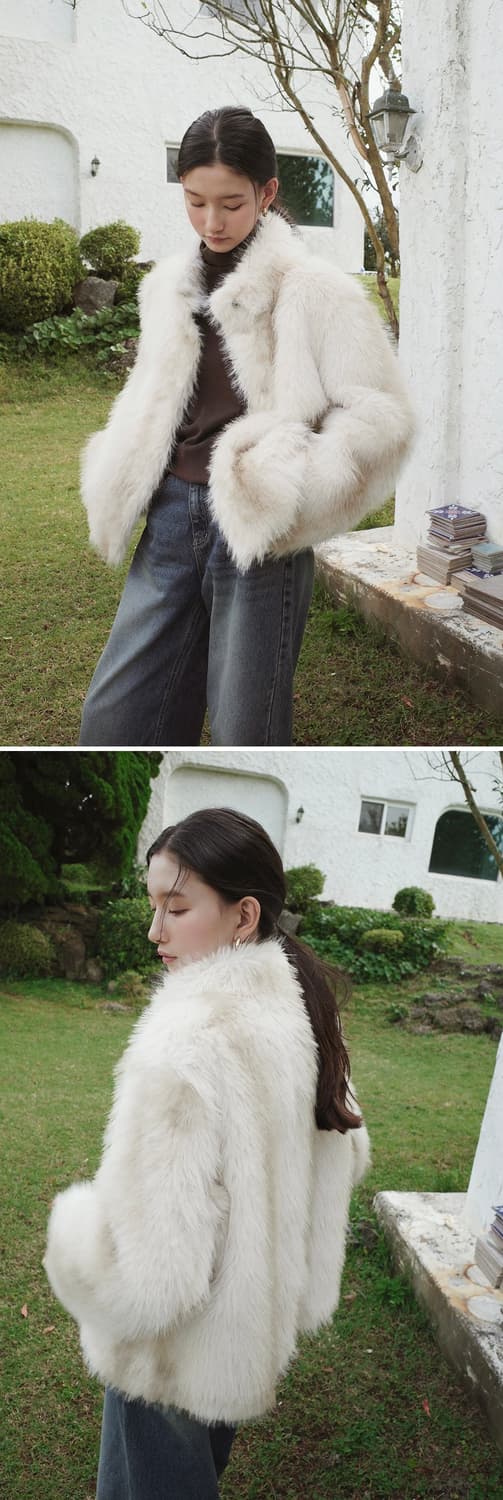 슬로우앤드 밍크 퍼 자켓 크림 베이지 상품이미지3