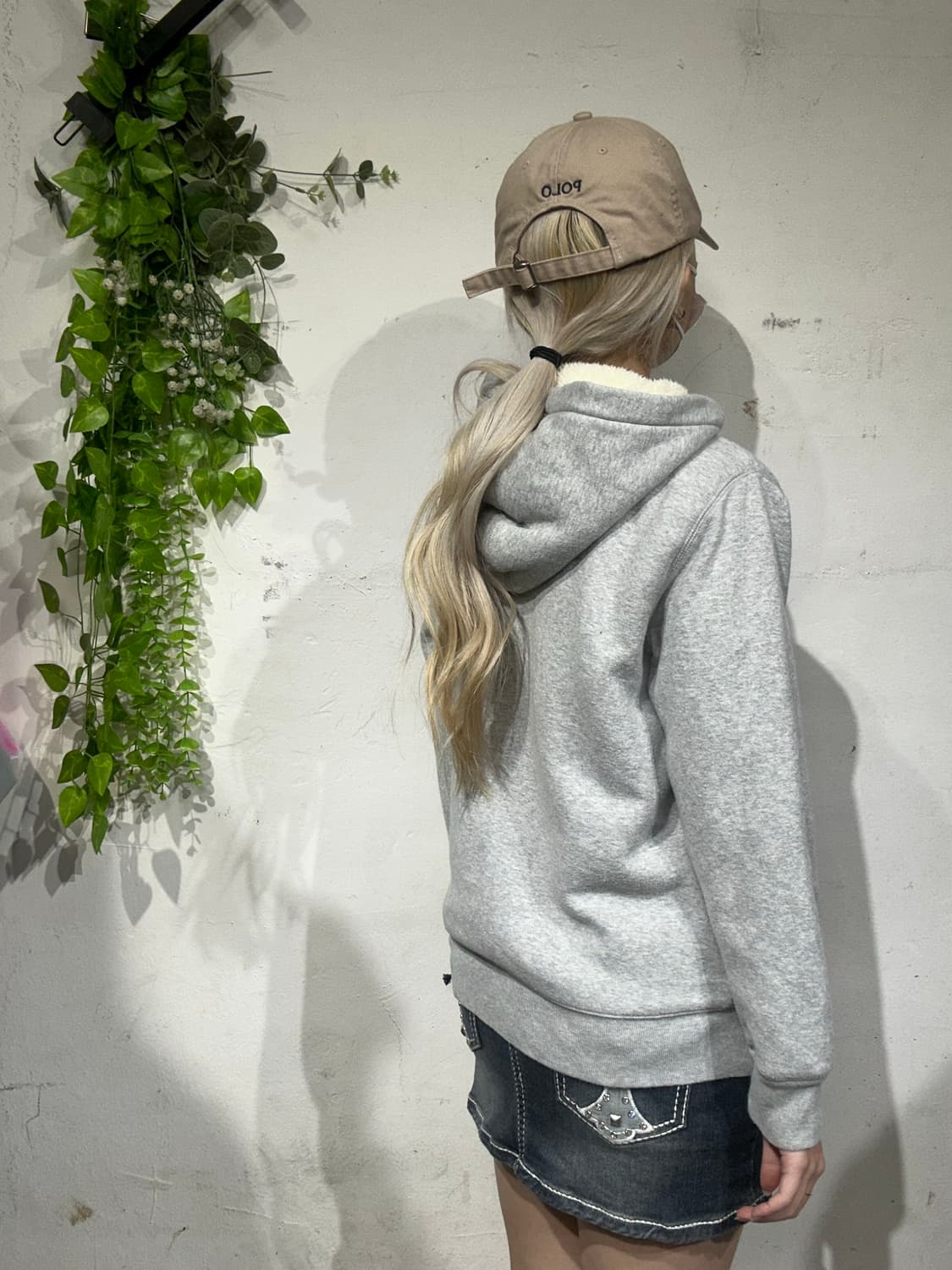 Gap 그레이 기모 레드 로고 후드집업 자켓 XL 상품이미지3