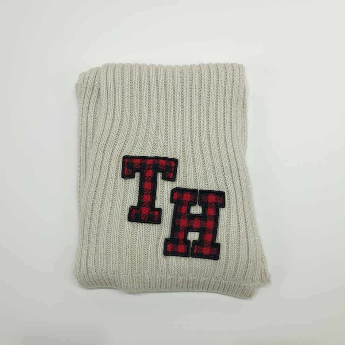 MX301 타미힐피거 아이보리 코튼 리브드 니트 목도리 머플러 상품이미지7