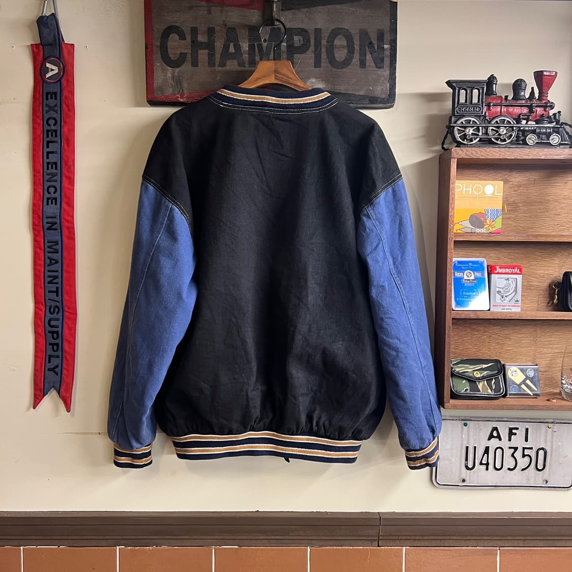 AVIREX Varsity Cotton Jacket Black/Blue 상품이미지6