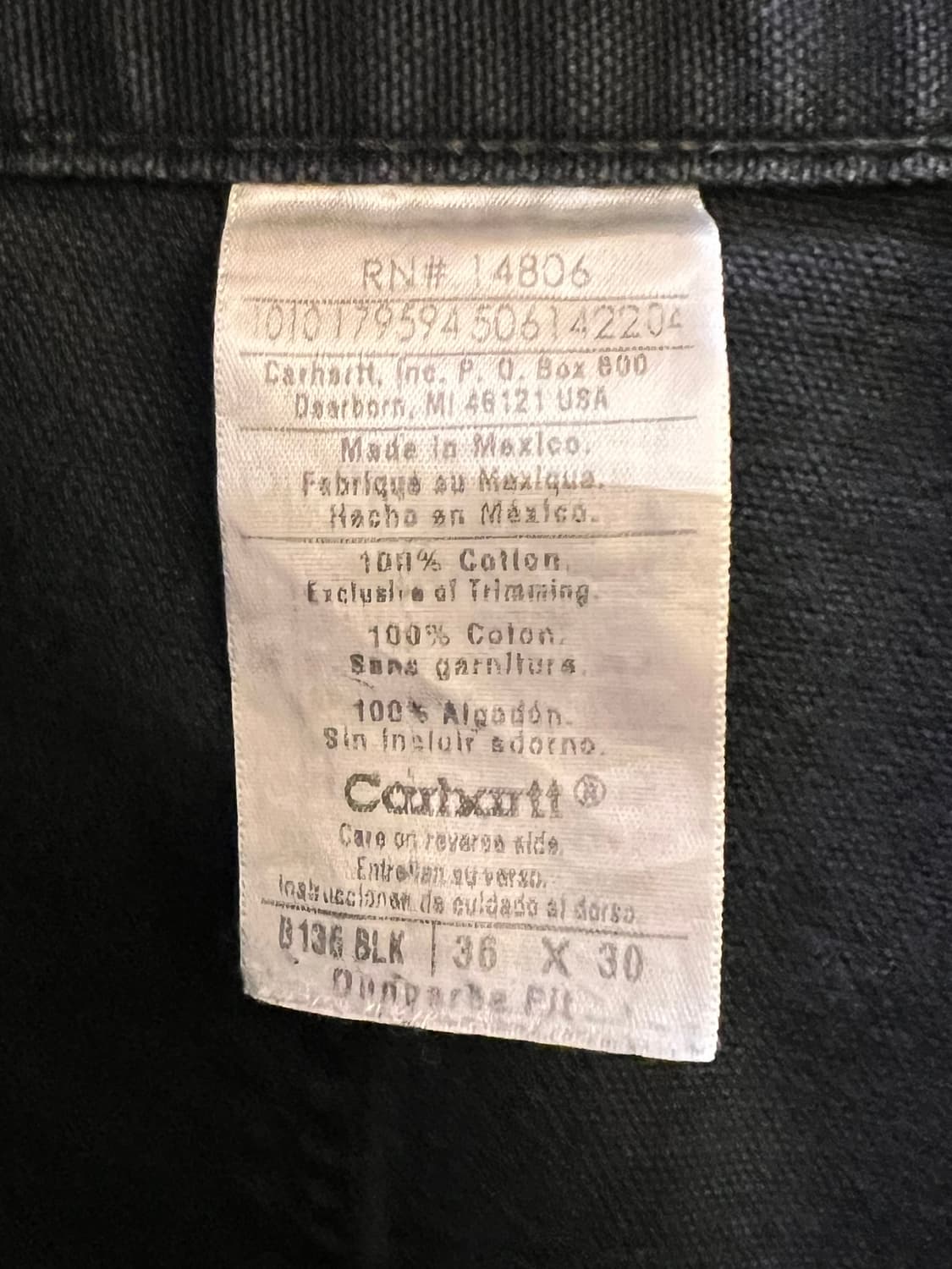 [36x30] 칼하트 더블니 워크팬츠 B136 빈티지 페이드 블랙 상품이미지7