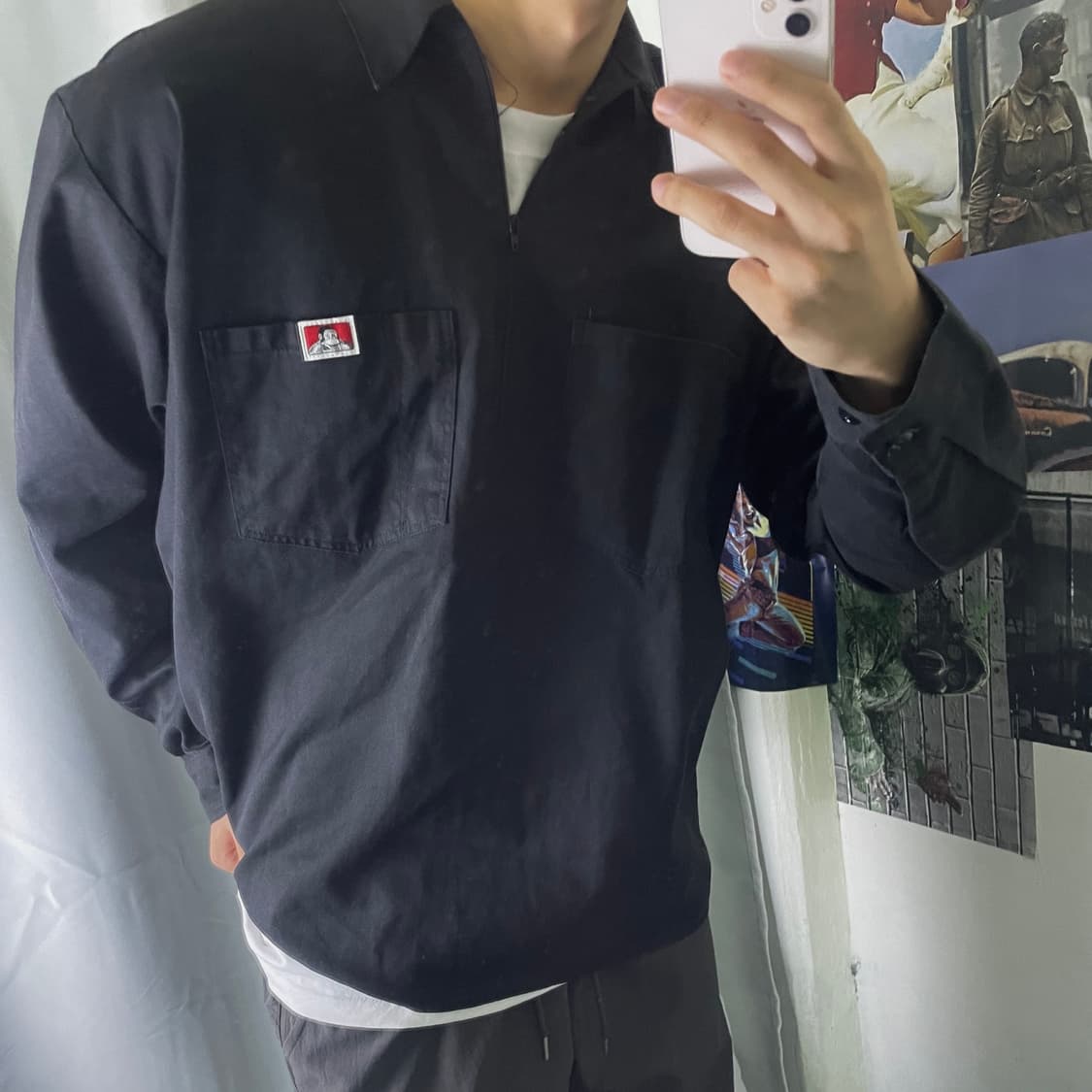 벤 데이비스 블랙 투포켓 반집업 셔츠 2XL 상품이미지1