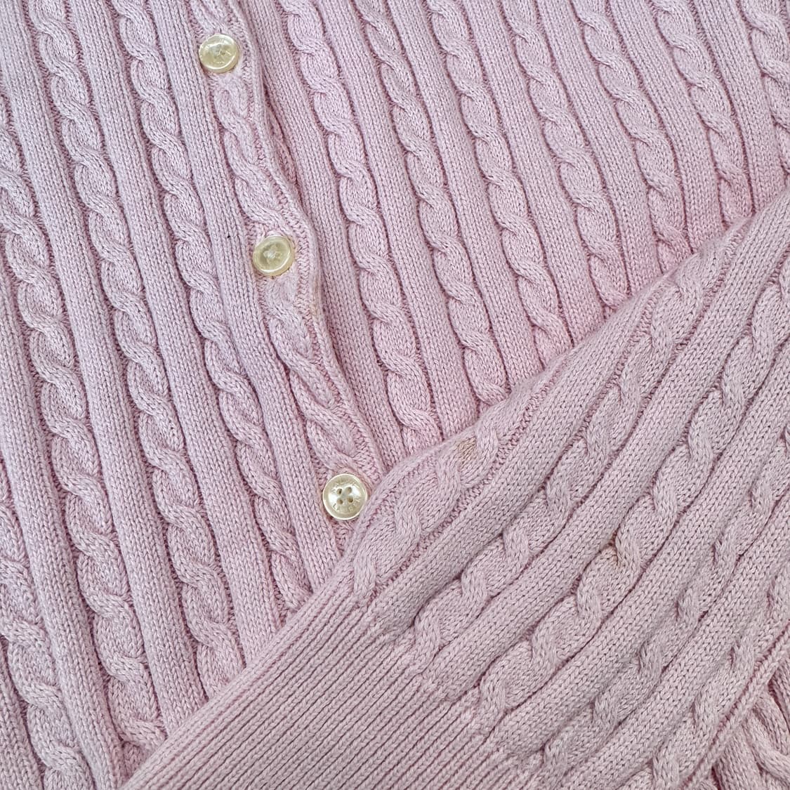 폴로 포니 꽈배기 케이블 니트 가디건 분홍 핑크 상품이미지4