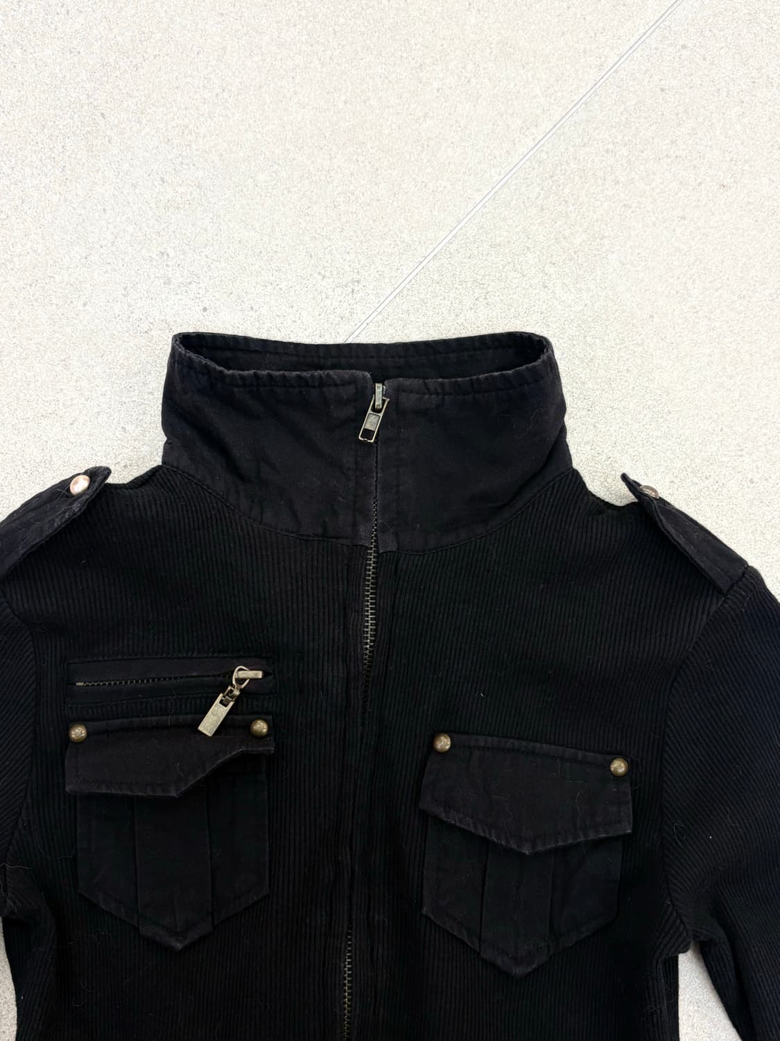 블랙 골지 y2k 집업 상품이미지3