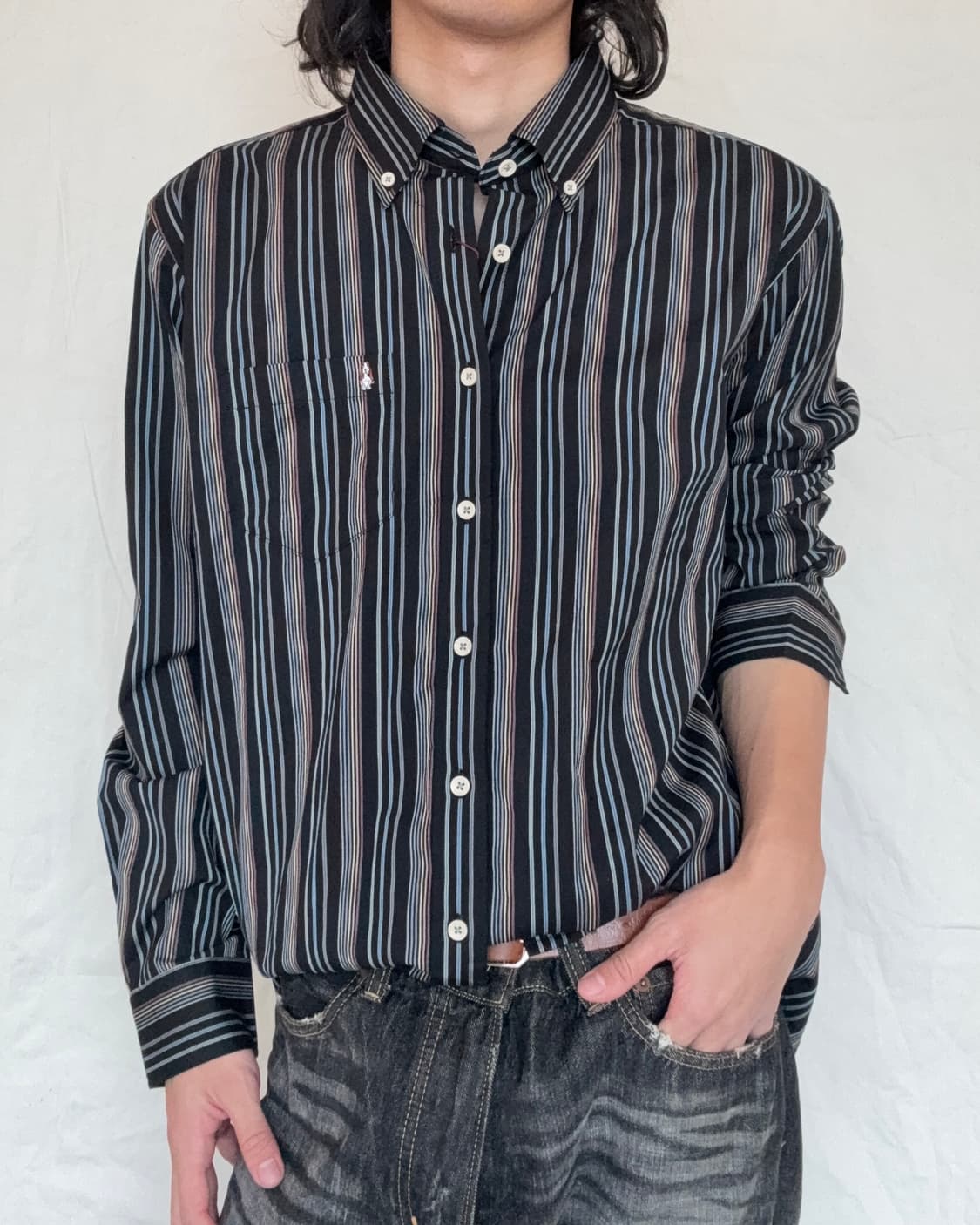 블랙 스트라이프 셔츠 상품이미지5