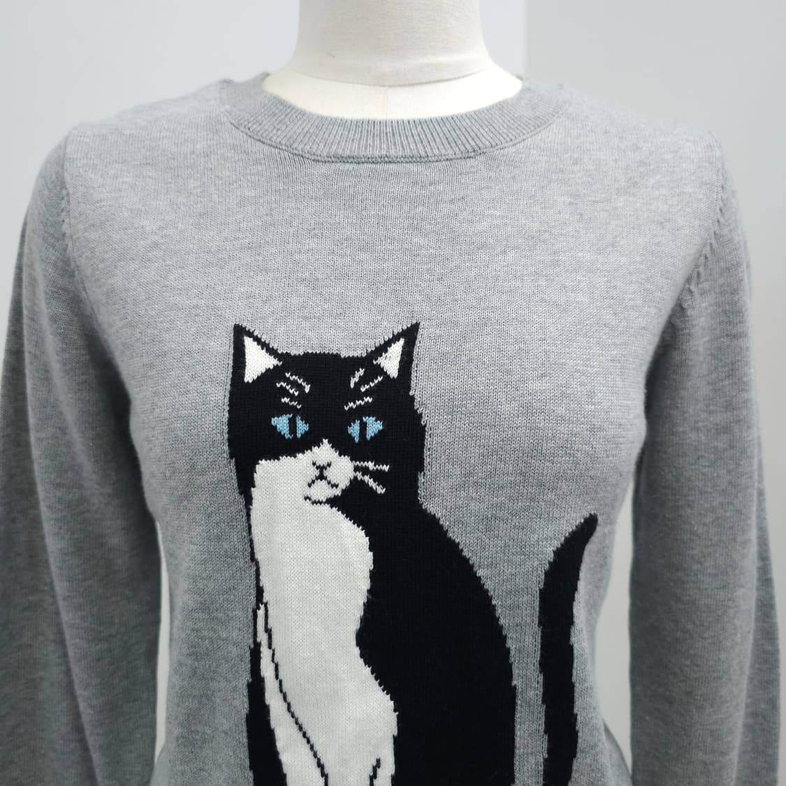 그레이 고양이 프린팅 니트 상품이미지4