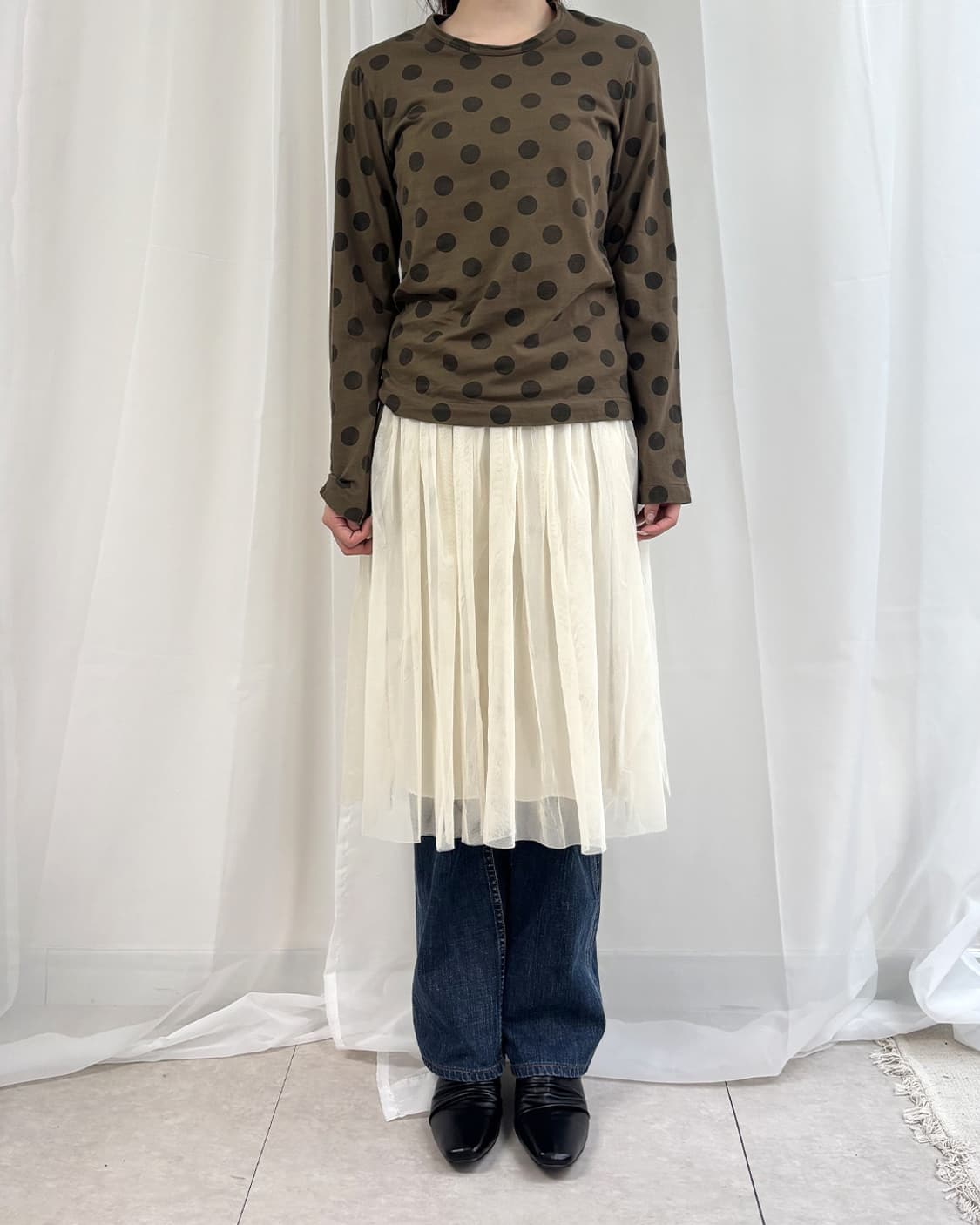 tricot comme des garcons 카키 도트 티셔츠 상품이미지8