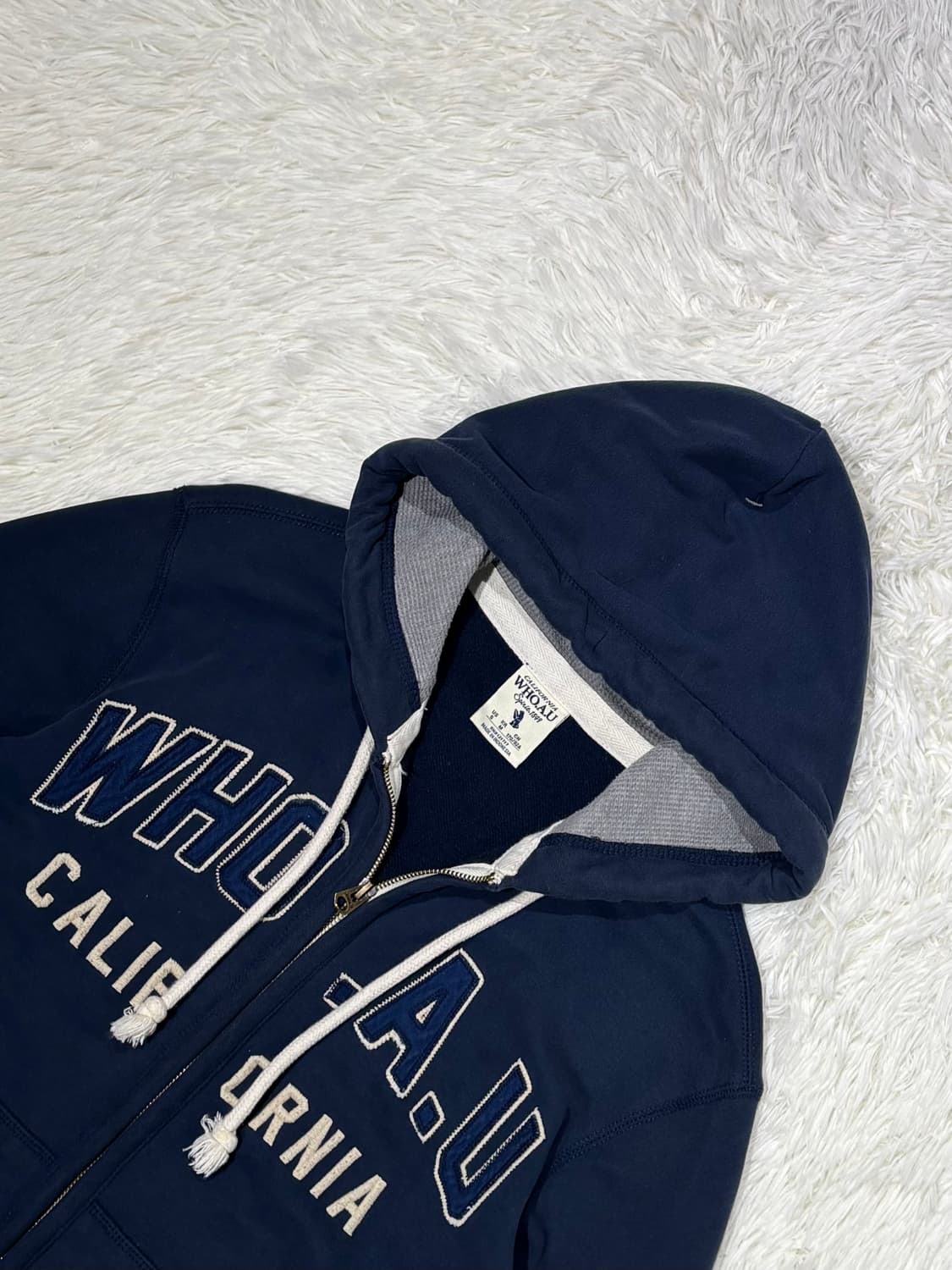 후아유 빅로고 네이비 후드집업 상품이미지4