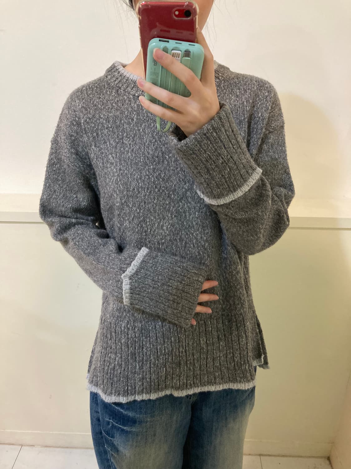 빈티지 그레이 레이어드 니트 상품이미지9