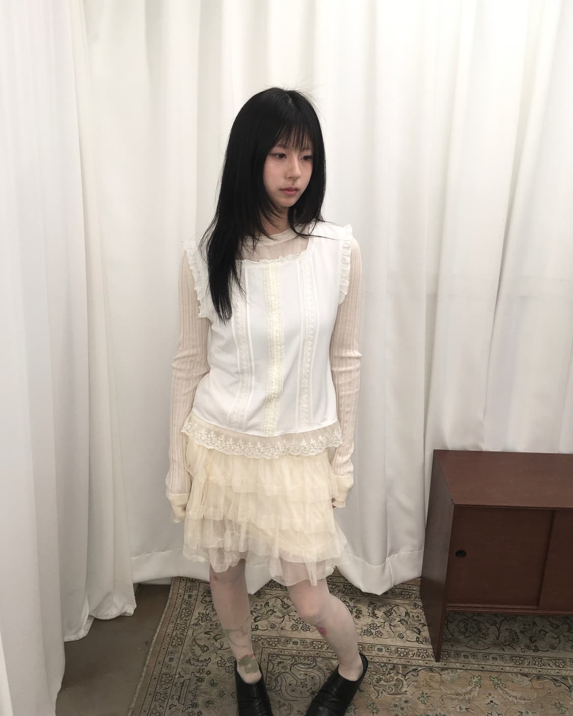 화이트 레이스 슬리브리스 상품이미지2