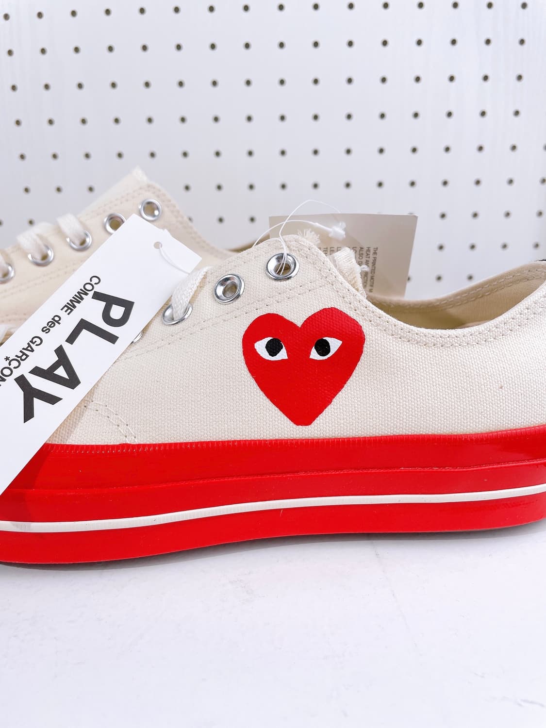 (정품/새상품) 컨버스 x 꼼데가르송 공용 화이트 레드 척 70 로우 상품이미지2