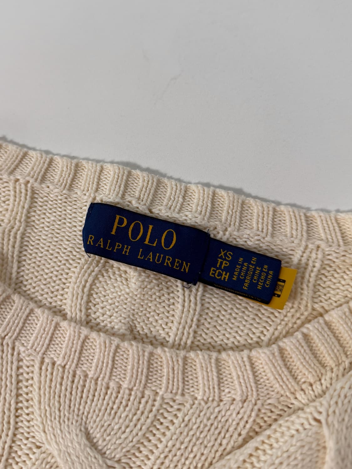 폴로 랄프로렌 신형 QR라벨 루즈핏 크림 아이보리 꽈배기 니트 상품이미지6